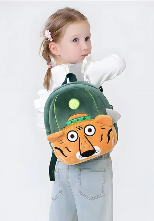 School Bags Cute And Colorful Sporty Animals Tennis Tiger Printed Backpack For Kids With Lightweight Plush Bags Adjustable Straps Premium Design Bag For Kids Best For School Picnic Holidays - (Height 10 Inches - Multicolor)