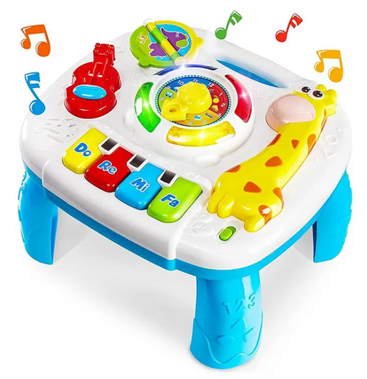 2 in 1 Musical Baby Learning Table Toys for kids Educational musical toy with piano, musical activities light and sound for kids and babies - Multicolor