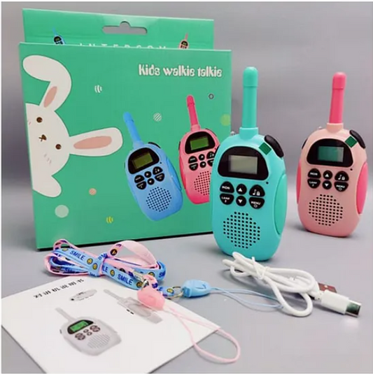 Handheld Two Ways Radio Children Walkie Talkie Rechargeable Long Range Built-in Flashlight Toy, Kids Walkie Talkie Color May Vary