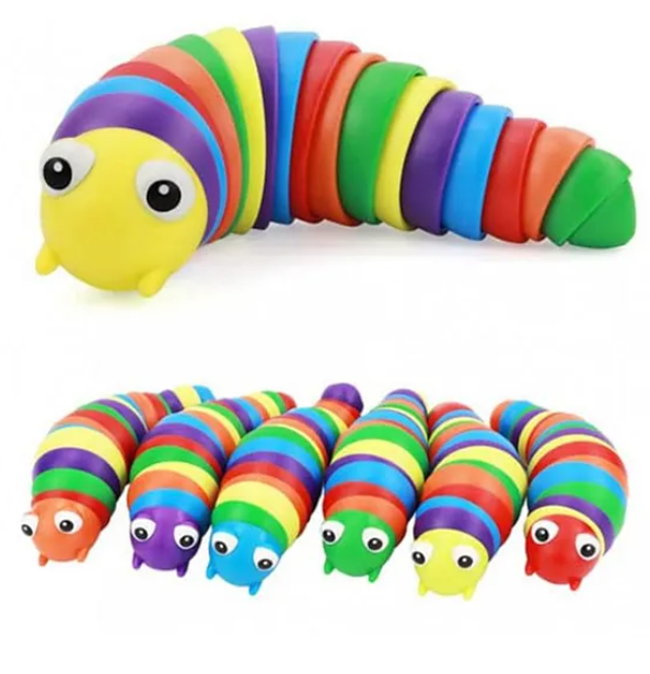 Caterpillar Finger Slug Toys for Kids Fun Sensory Play Flexible Joint Movement Colorful Vibrant Design Engaging Handheld Baby Toys (Pack of 1 Color May Vary) - Length 18 cm