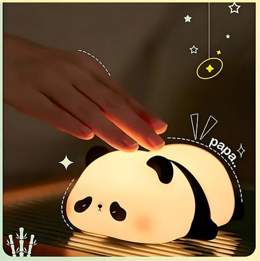 Cute Panda Silicone Night Light Squishy LED Animal Night Light Silicone Dimmable Timed Bedside Lamp Kawaii Light Up USB Rechargeable Panda Touch Light Night Lamp Multicolor