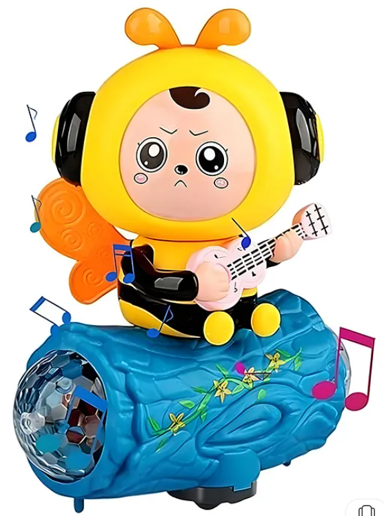 Musical Cute Face Change Little Bee Toys With 360 Degree Rotating Universal Wheel Lights And Music Kids Toys Color May Vary