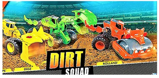 Dinosaur Model Construction Dessert Cruiser, Sand Buggy Unbreakable Truck Rock Crawler 4X4 Wheel Vehicles Dirt Squad Steamroller Monster Truck with Moving Parts for Kids (Pack of 3) Color May Vary