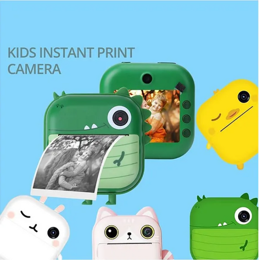 Wireless 2.4Inch 1200mAh 48 MP Dual Cartoon Mini Camera Toys For Kids Instant Printing Digital Camera For Kids 1080P HD Children's Digital Photographic Thermal Printer Camcorder Birthday Gift For Kids Design And Color May Vary