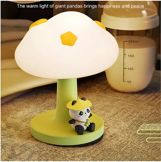 PoPo Panda Soft Silicone Bedside Table Lamp LED Animal Night Light Kawaii Light Up USB Rechargeable Panda Touch Light - Multicolor
