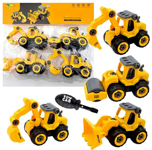 Removable And Assembly DIY Construction Engineering Car Toy With Screwdriver For Kids And Toddlers 4 Peces - Multicolor