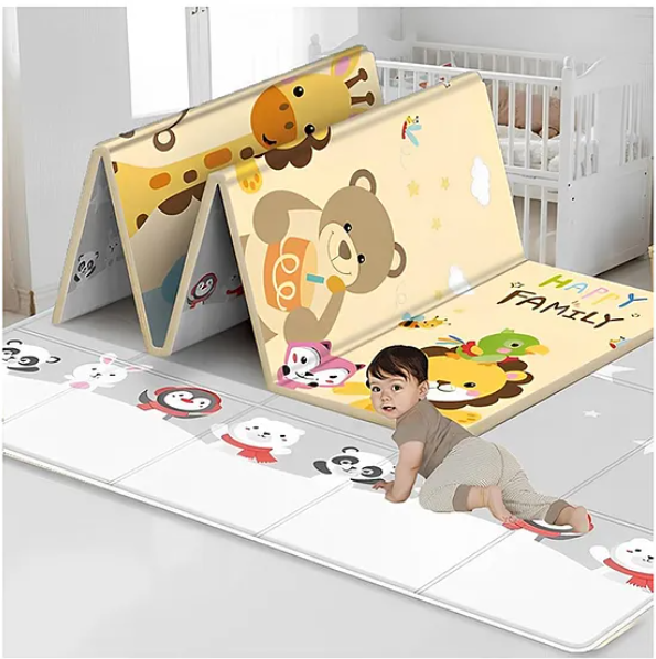 Cute Baby Happy Family Theme Double Sided Water Proof Extra Large Fordable Foam Baby Play Mat Folding Mat
