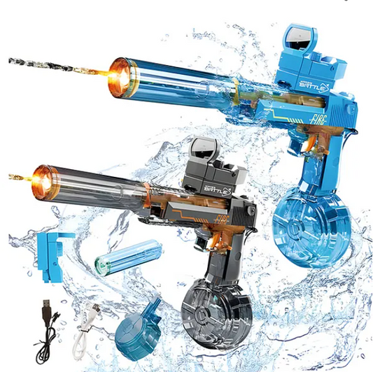 Realistic Water Gun Toys For Kids Electric Desert Eagle Water Gun Toys With LED Lights Repeater Automatic Water Spray Gun High Pressure Water Play Gun Toy - Color May Vary