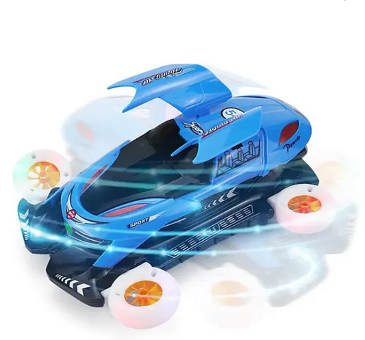 Flying Car with 360 Degree Rotating Music and 4D Lights for Kids - Blue