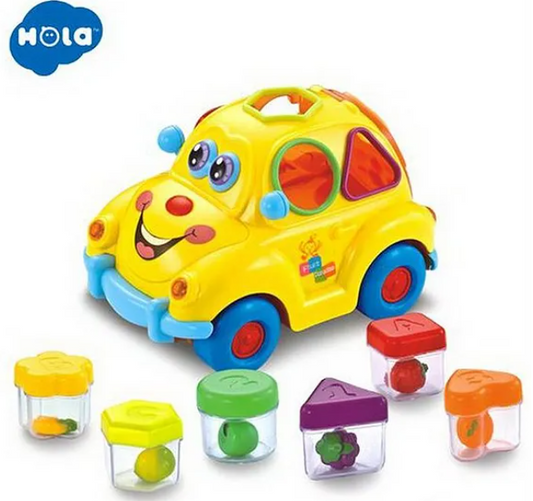Electronic Toy Car With Music & Light And Puzzle Sorters - Multicolour
