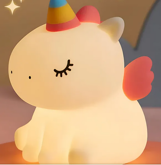 Lovely Unicorn Silicone Night Light Squishy LED Animal Night Light Silicone Dimmable Timed Bedside Lamp Light Up USB Rechargeable Unicorn Touch Light Night Lamp Home Decor Lights With Timing Function Multicolor