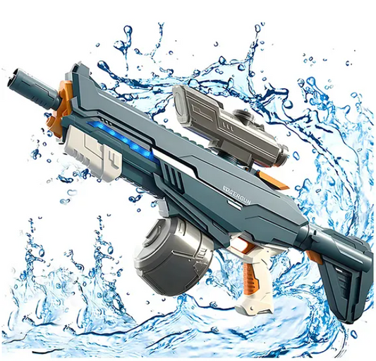 2 IN 1 Electric Water Gun Powerful Automatic Water Gun 1420ml with Light-up Toys to 35 Ft Outdoor Toy Holi water gun modern combat Electric water gun long range dual mode water gun toy for kids & adults - Color May Vary