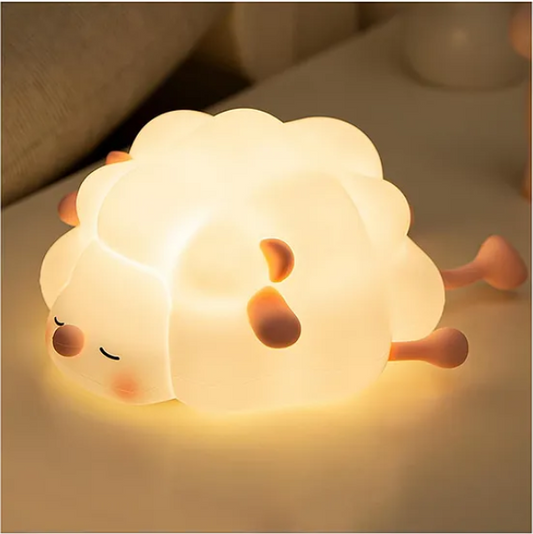 Cute Night Light For Kids Cute Sheep Design Silicon Night Light Super Cute Silicone Night Lamps Squishy LED Animal Night Light Silicone Dimmable Timed Bedside Lamp USB Rechargeable Touch Light Night Lamp (Pack of 1 Color May Vary)