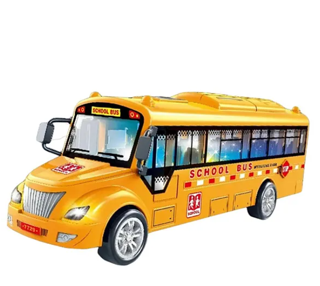 School Bus Toys For Kids With Opening Doors Lights And Sounds Friction Bus Vehicle Toys Fun Entertainment Kids Toys Die-cast Friction Toys - Multicolor