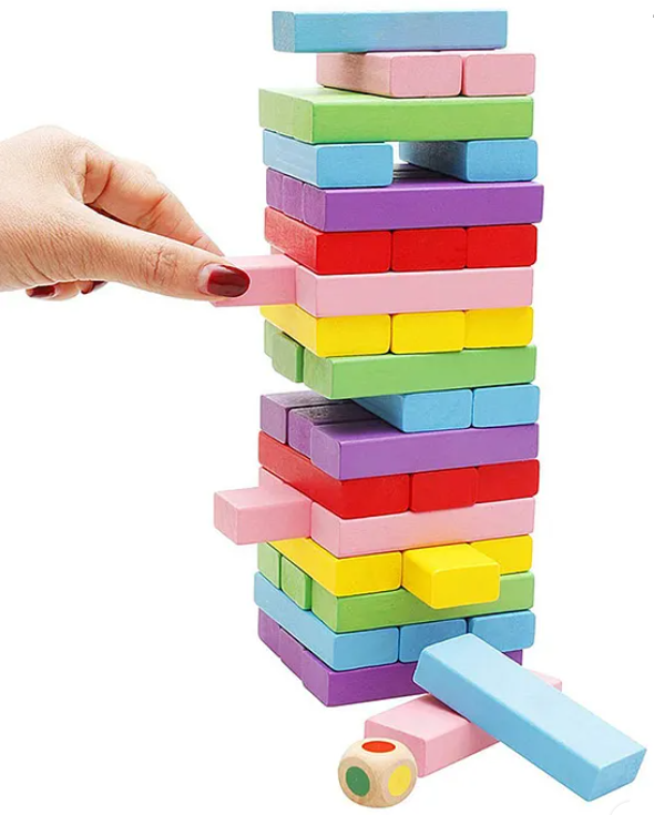 Classic Color Wooden Blocks Game Multicolor - 54 Pieces