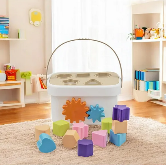 Baby's First Blocks Shape Sorter Toddler Toy With Colorful Shape Blocks Fun Development Educational Learning Activity Toy For Kids And Babies - Multicolor