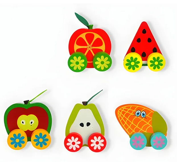 Colorful Wooden Fruits Vehicles Cars