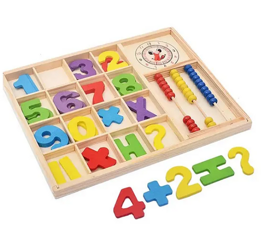 Computation Wooden Study Box Toy For Kids 32 pieces - Multicolor