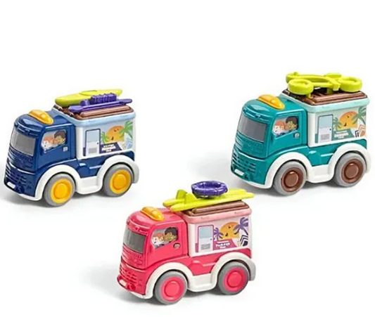 Holiday Cruze Pull-Back Vacation Vans Pack of 3 | Vacations Vans For Kids | Colorful Van Toy Set for Fun & Imaginative Play - Multicolor