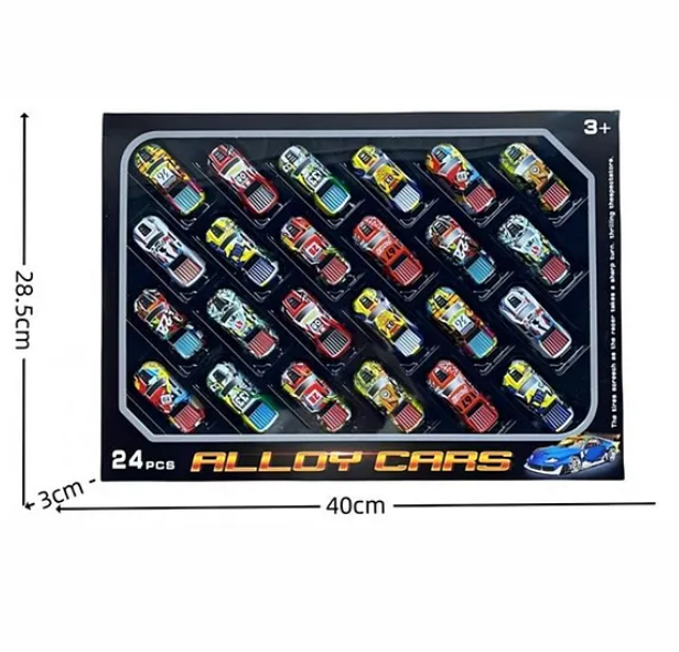 24 Pcs Colorful Alloy Metal Die-cast Pull Back Powered Racing Car Toys For Kids Fun Entertainment Engaging Kids Toys Multicolor