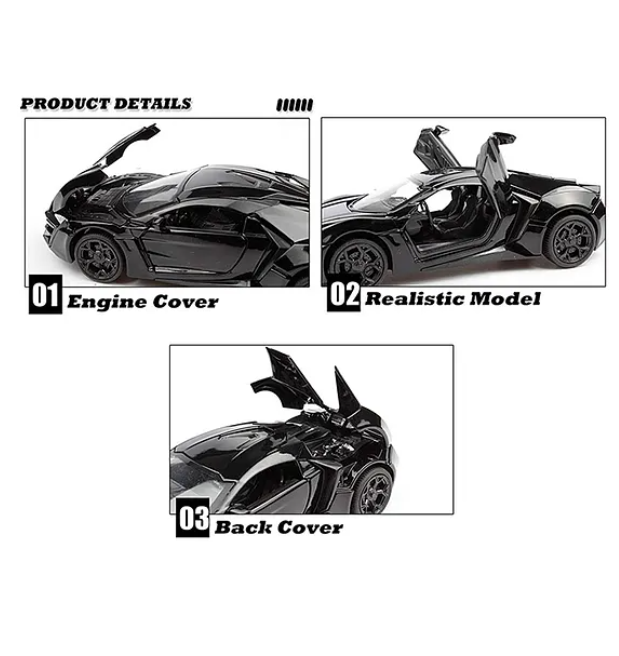 1:32 Metal Lykan Hypersport Models Pull Back Alloy Diecast Car - ( Red/Black/Blue )