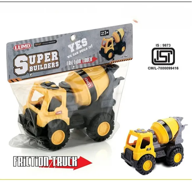 Friction Powered Construction Cement Mixer Truck Super Builder Truck Vehicle Car Toys For Kids - Multicolor