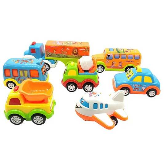Unbreakable Mini Fun Autos Toys Friction Power Cars Set for Kids Pack of 7 Pieces Color May Vary