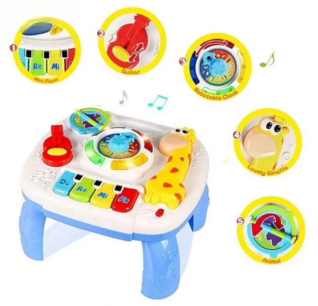 2 in 1 Musical Baby Learning Table Toys for kids Educational musical toy with piano, musical activities light and sound for kids and babies - Multicolor