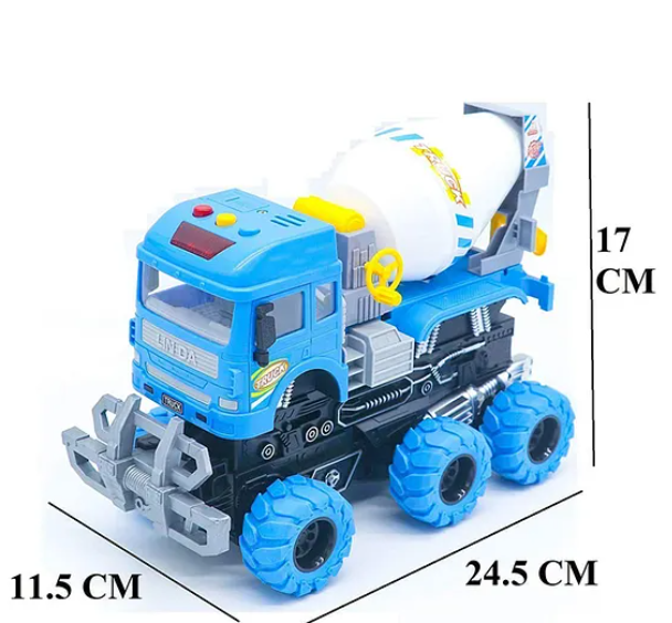 6x6 Friction Cement Mixer Truck Toy - Blue
