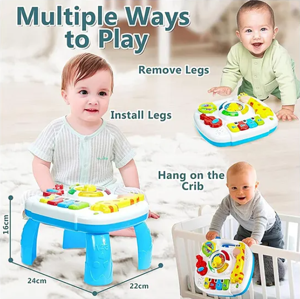 2 in 1 Musical Baby Learning Table Toys for kids Educational musical toy with piano, musical activities light and sound for kids and babies - Multicolor