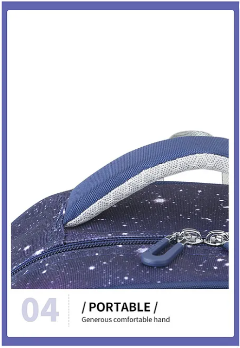 Space Design High Quality Durable Fabric Casual Multipurpose Backpack Blue- Height 16 Inches