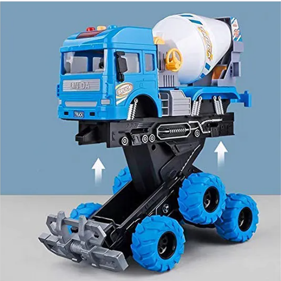 6x6 Friction Cement Mixer Truck Toy - Blue