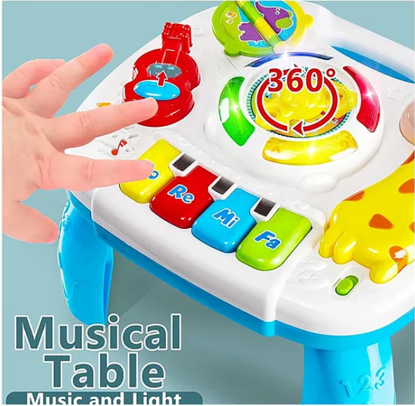 2 in 1 Musical Baby Learning Table Toys for kids Educational musical toy with piano, musical activities light and sound for kids and babies - Multicolor