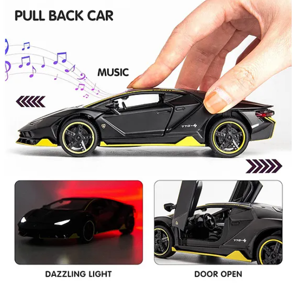 1:32 Scale Metal Lamborghini Diecast Centenario Lp 770 4 Model Car - Black