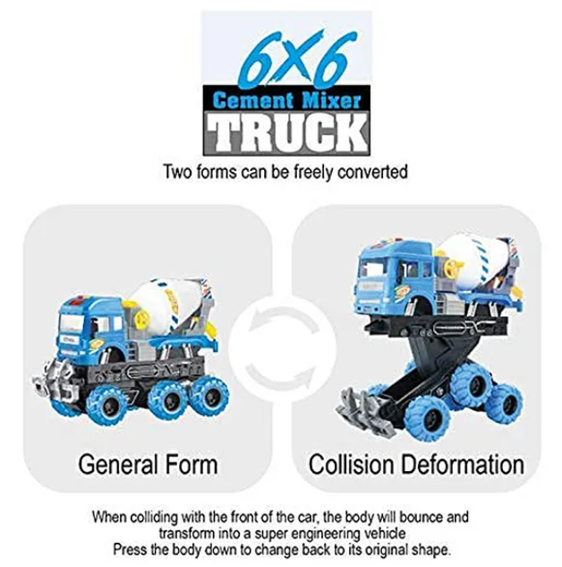 6x6 Friction Cement Mixer Truck Toy - Blue