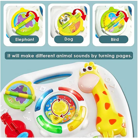2 in 1 Musical Baby Learning Table Toys for kids Educational musical toy with piano, musical activities light and sound for kids and babies - Multicolor