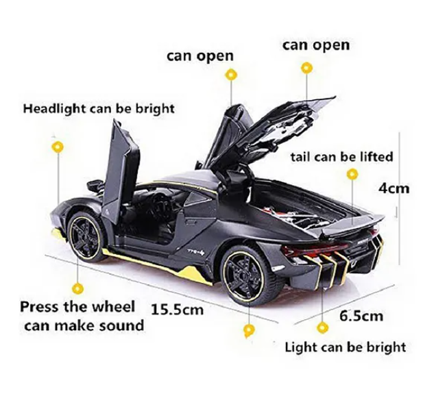1:32 Scale Metal Lamborghini Diecast Centenario Lp 770 4 Model Car - Black