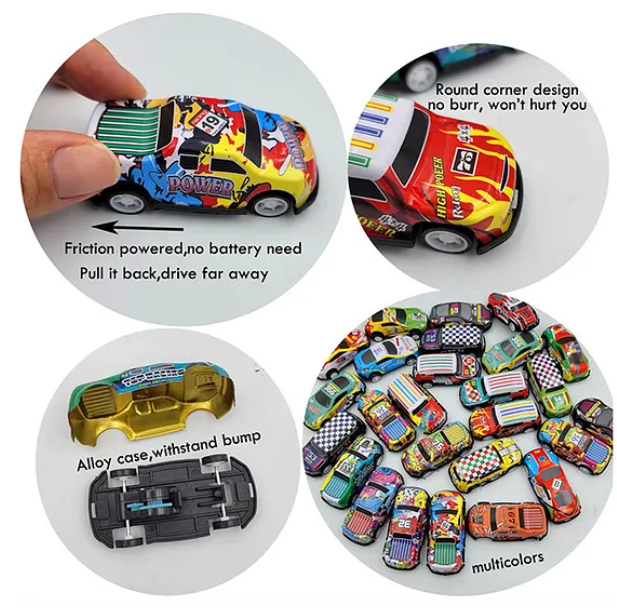 24 Pcs Colorful Alloy Metal Die-cast Pull Back Powered Racing Car Toys For Kids Fun Entertainment Engaging Kids Toys Multicolor