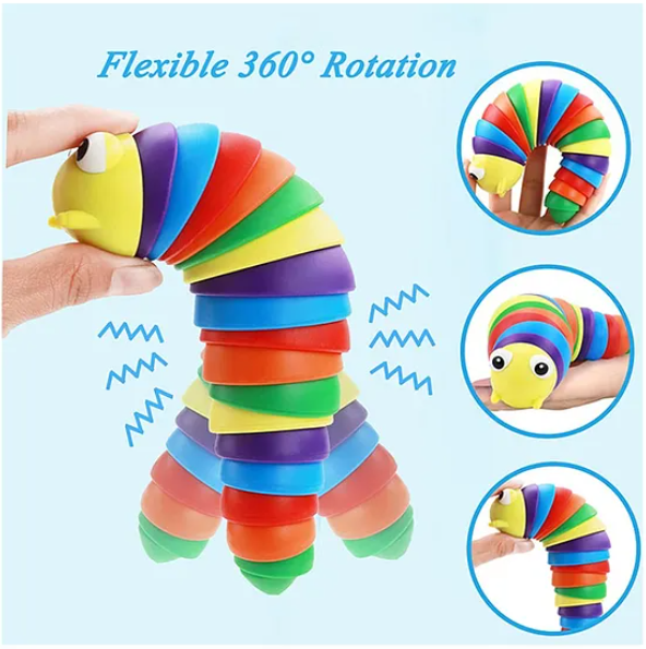 Caterpillar Finger Slug Toys for Kids Fun Sensory Play Flexible Joint Movement Colorful Vibrant Design Engaging Handheld Baby Toys (Pack of 1 Color May Vary) - Length 18 cm