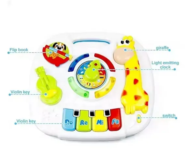 2 in 1 Musical Baby Learning Table Toys for kids Educational musical toy with piano, musical activities light and sound for kids and babies - Multicolor