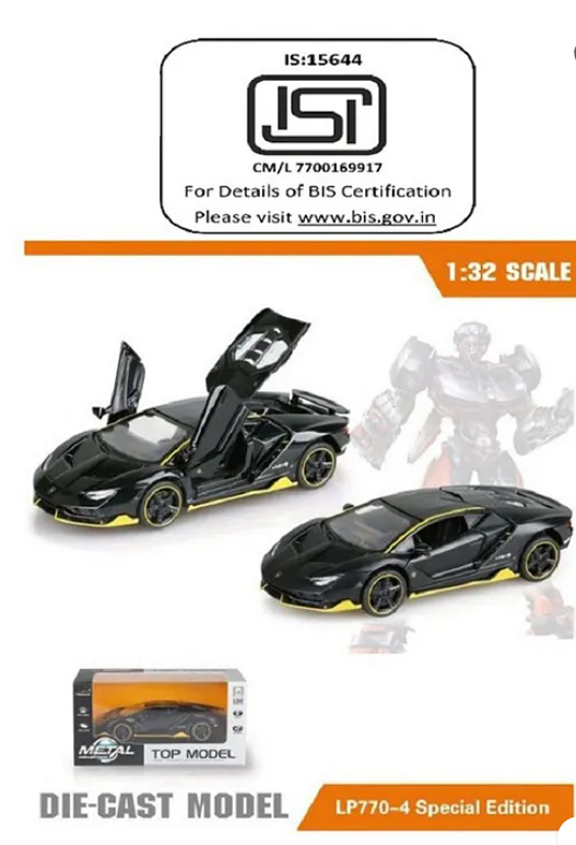 1:32 Scale Metal Lamborghini Diecast Centenario Lp 770 4 Model Car - Black