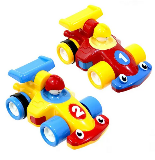 Turbo Twins Drag Racing Unbreakable Formula One Friction Power Car Toy For Kids Pack of 2 Multicolor
