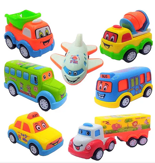 Unbreakable Mini Fun Autos Toys Friction Power Cars Set for Kids Pack of 7 Pieces Color May Vary
