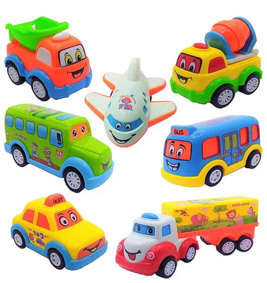 Unbreakable Mini Fun Autos Toys Friction Power Cars Set for Kids Pack of 7 Pieces Color May Vary