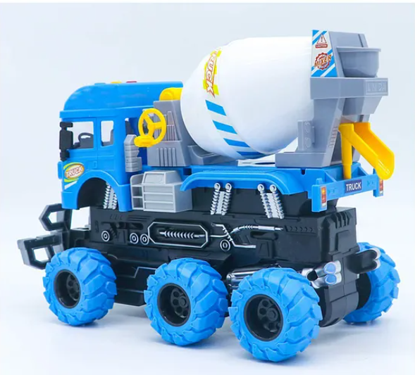 6x6 Friction Cement Mixer Truck Toy - Blue