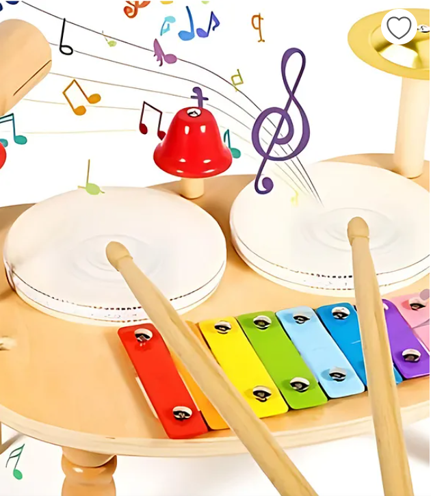 Wooden Drums Xylophone Cymbal And Bells Multi Instrument